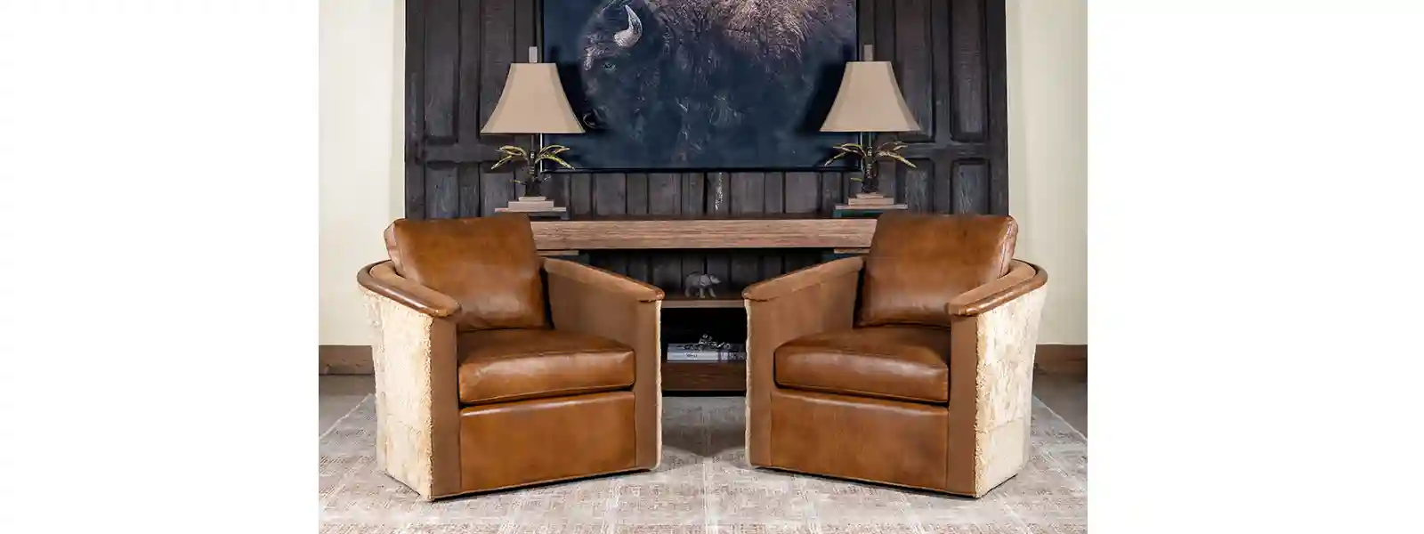 Horseshoe Leather Swivel Chair